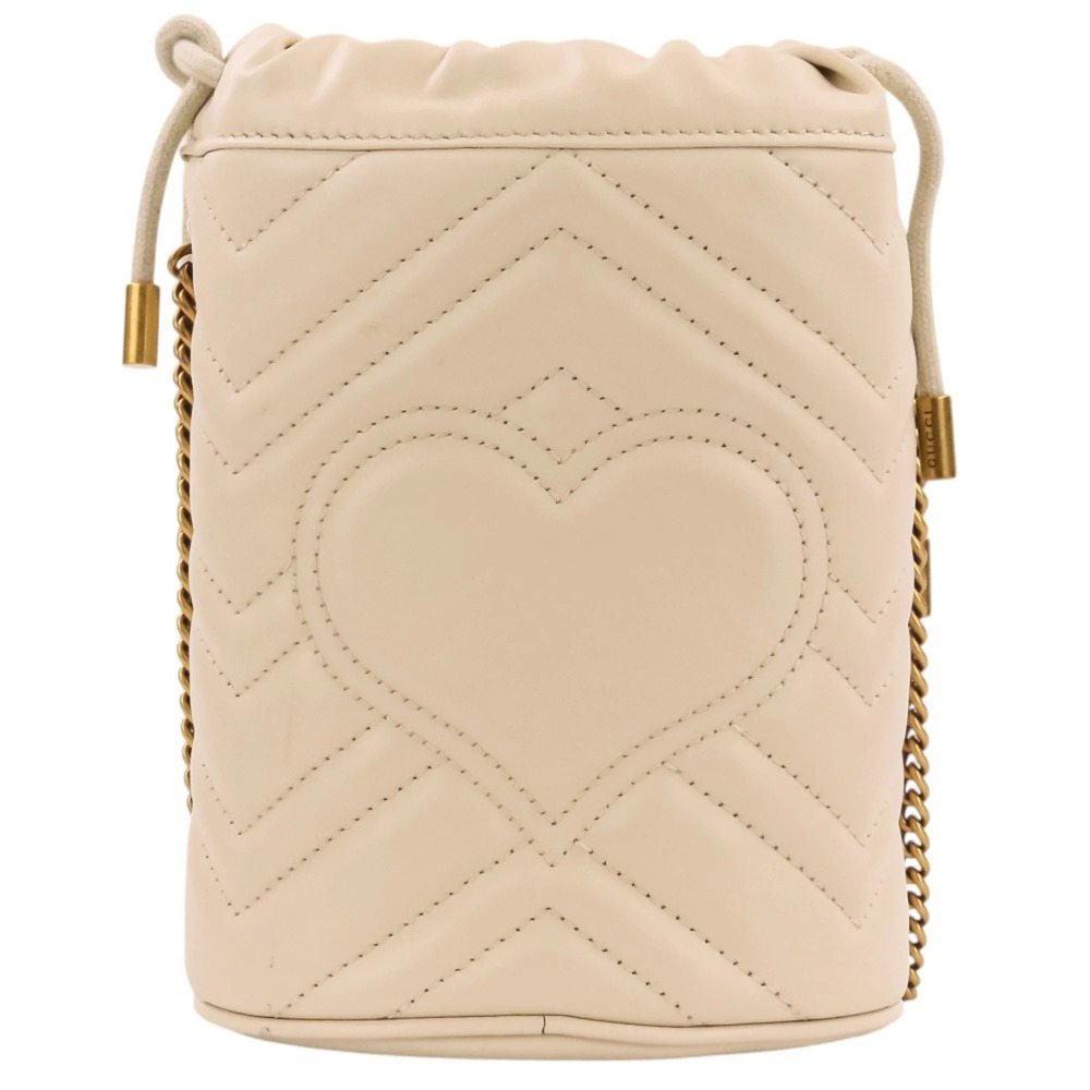 GUCCI Authentic White Leather GG Marmont Shoulder Bag - Picture 3 of 13
